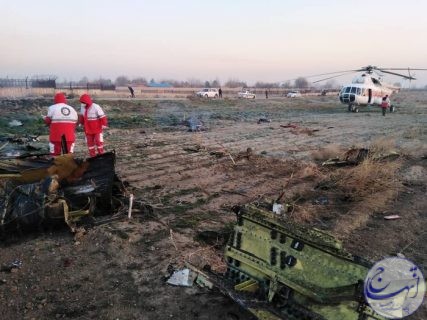 حضور ۴۰ تیم هلال احمر استان تهران در محل سقوط هواپیمای اوکراینی