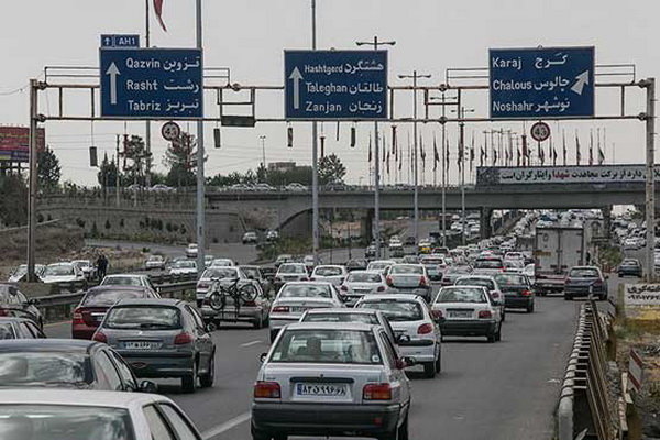 محدودیت تردد برای کلیه وسایل نقلیه در مسیر شمال به جنوب کرج- چالوس